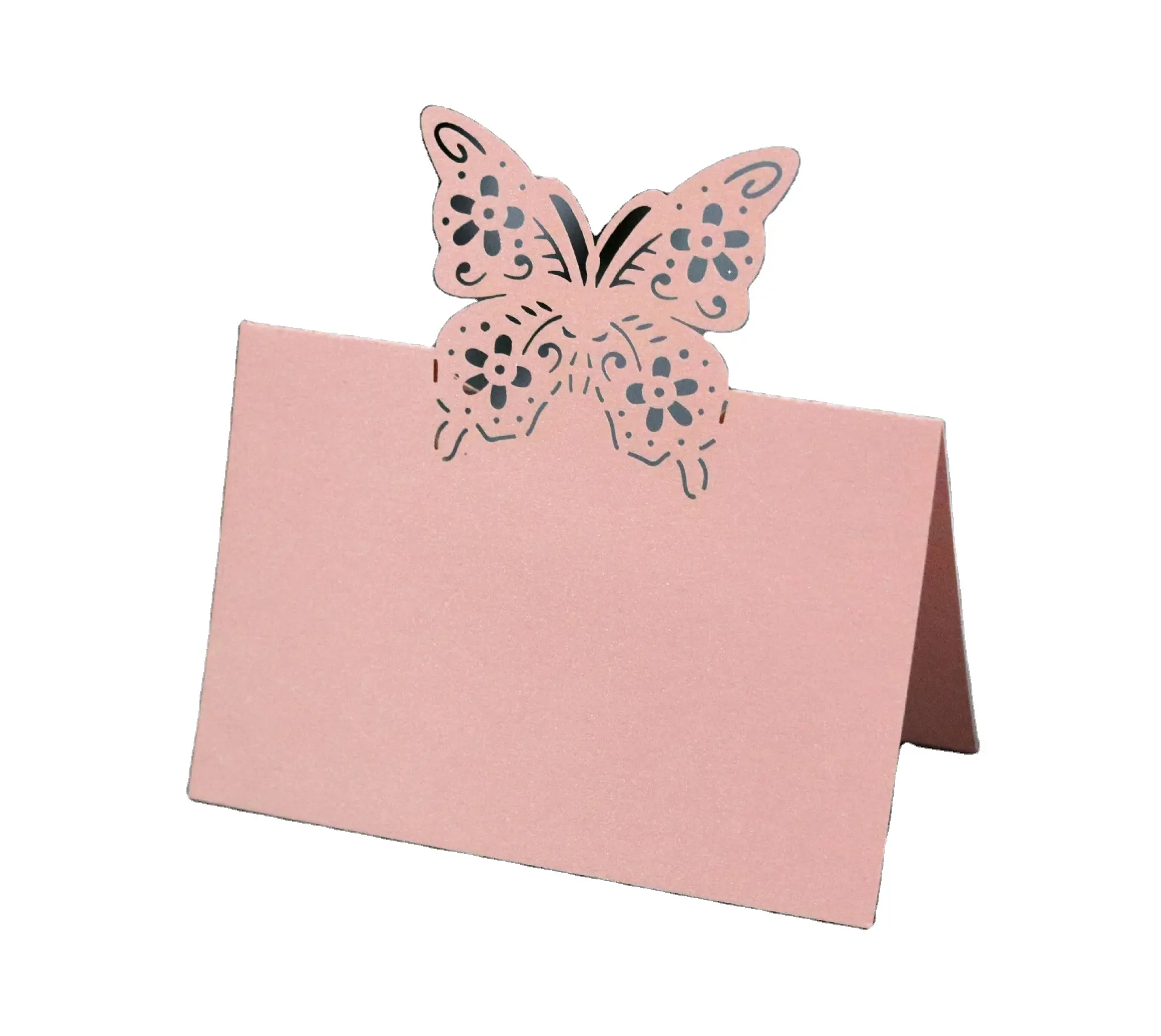 Centro de mesa ahuecado con diseño de mariposa para fiesta y banquete, centro de mesa con corte láser y tarjeta de nombre para boda