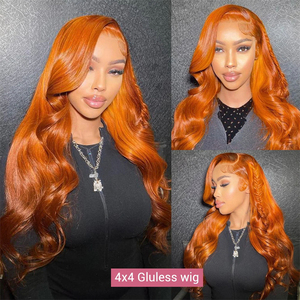 Ingwer Farbe 30 32 Echthaar Perücke mit Bang Vietnamese Raw Echthaar Fransen Perücken 13x6 13x4 Dichte Body Wave Human Perücken - Product Image 3