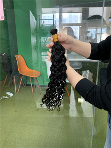 DX531 1Bナチュラルブラックスパニッシュカーリー事前分割バージンバルクヘアバンドル100g横糸なしウェットとウェイビーヘアエクステ12-30インチ