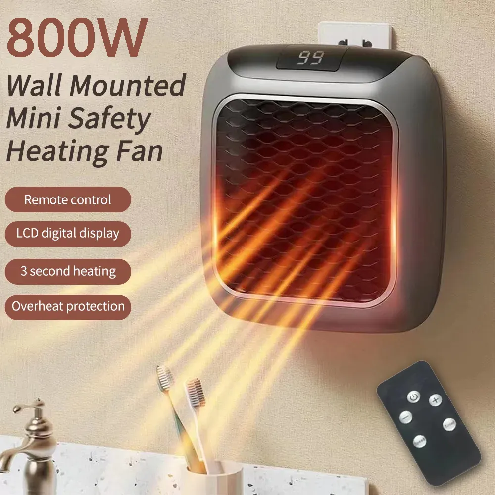 Мини-нагреватель 800 Вт небольшой нагревательный вентилятор для ванной комнаты настенный керамический электрический нагреватель PTC с дистанционным управлением для дома