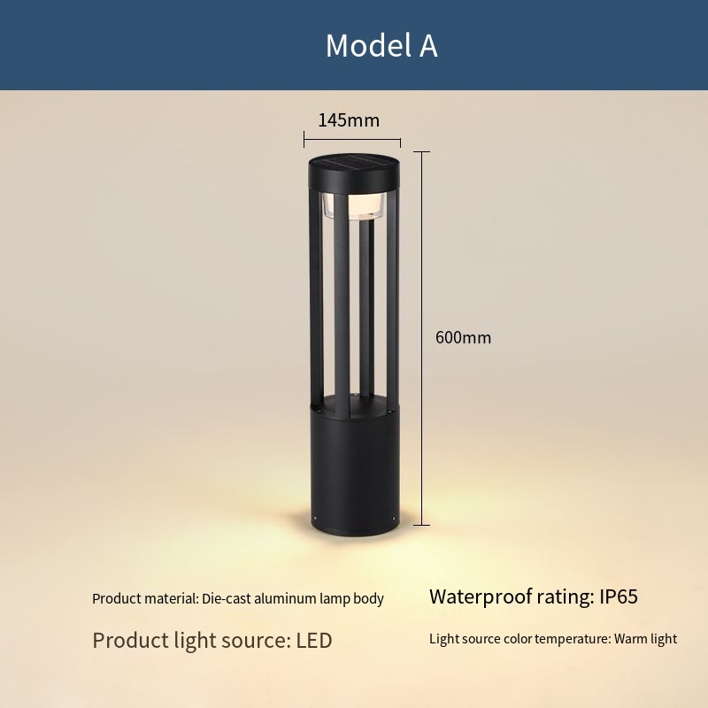 Lampe solaire de pelouse modèle A noire
