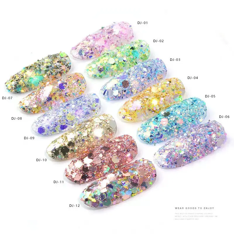 Profesyonel Glitter tırnak sanat pul Diy Nail Art dekorasyon renk değişimi güzel parlak tırnak tozu toptan için