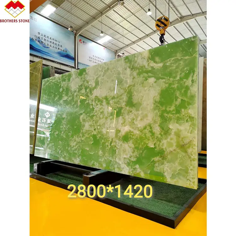 Luxury marble green jade stone Transparent green onyx for background wall decor
