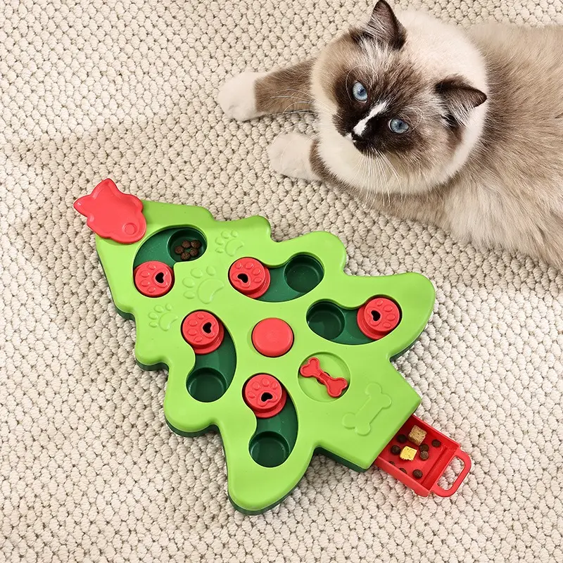 Christmas Tree Puzzle Tray Interactive Iq Cat   Dog Smart Puzzle Toy Slow Feed Food Treat Toy For Pets