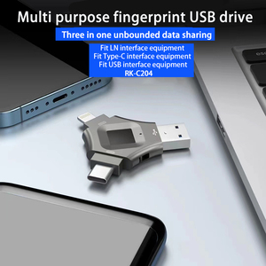 แฟลชไดรฟ์แบบ3 in 1ซิงค์อัลลอยด์ดิจิตอล64GB 128GB 256G 512GB หน่วยความจำแฟลชรักษาความปลอดภัยการเข้ารหัสลายนิ้วมือ - Product Image 2