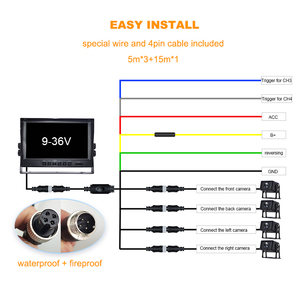 Monitor digital de 9 pulgadas para camión, cámara de vídeo digital dividida, 120 grados, vista trasera, marcha atrás, impermeable, ip68, sistema de cámara de coche - Product Image 4