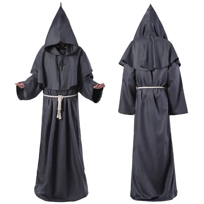 Halloween Monk Hooded Roben Umhang Cape Mittelalter liche Mönch Robe Priester Robe Cosplay Kostüm für Männer