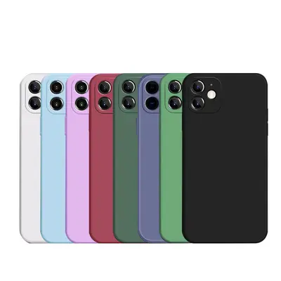 Coque carrée souple en Silicone liquide pour iPhone, accessoire de téléphone mince et souple pour modèle 12, 11 Pro Max, Mini XS, X, XR, 6, 6S, 7, 8 Plus, SE 2