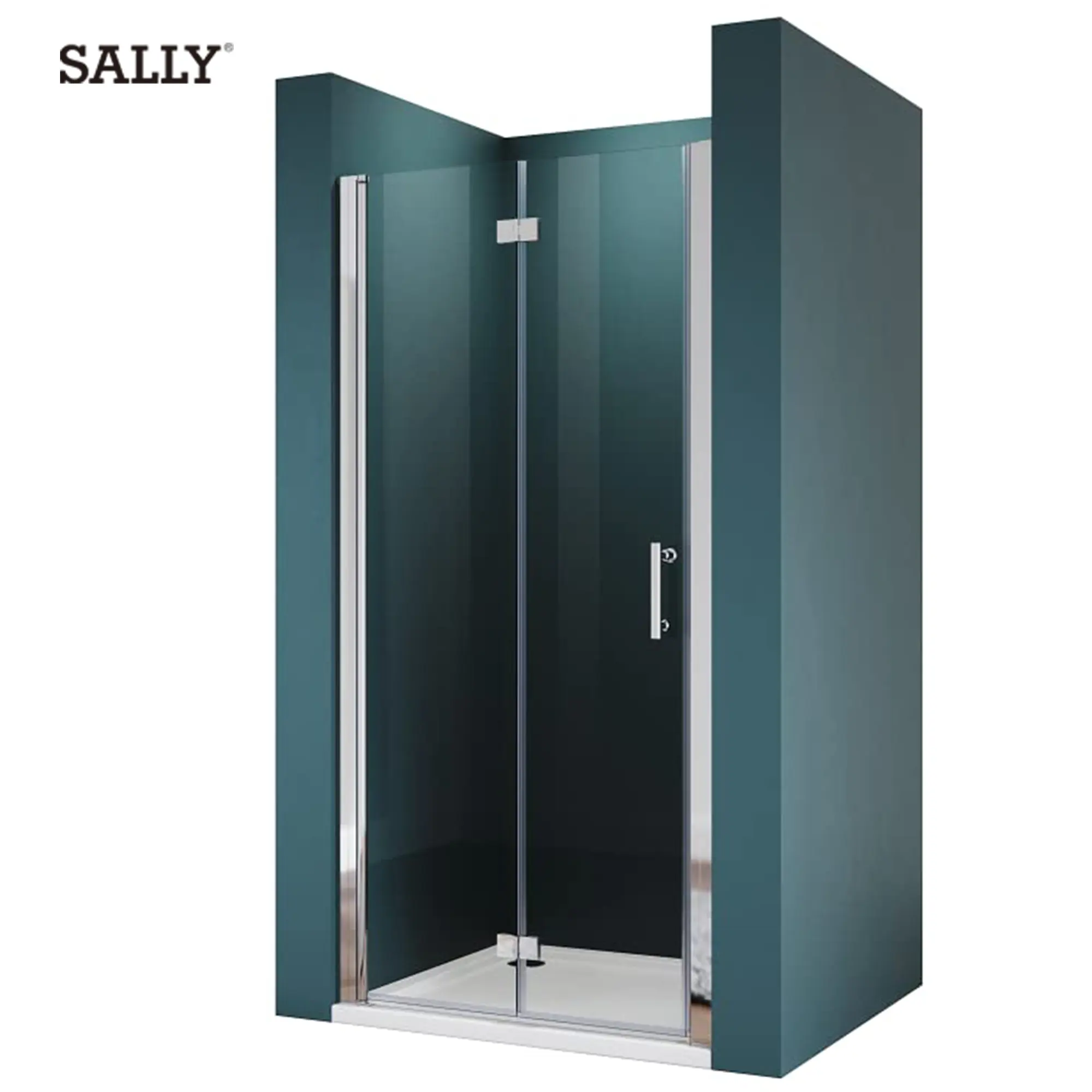 Sally Bi-Fold Shower Door ANSI 5mm Tempered Glass Framed Bifold Shower Door Wet Room Door Enclosure