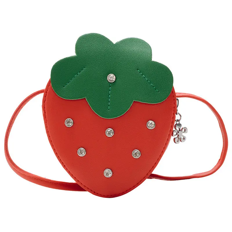 Children Stylish Strawberry Cute 3D Fruit Chain Small Crossbody Shoulder Bags Little Girl Mini Handbags