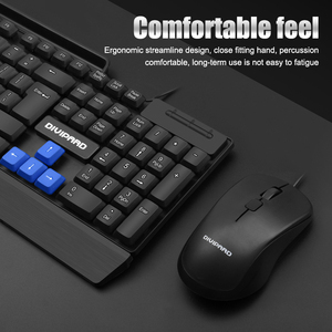 Juego de teclado y ratón USB con cable de Venta caliente, soporte para teléfono de oficina de negocios, teclado con teclas azules - Product Image 6