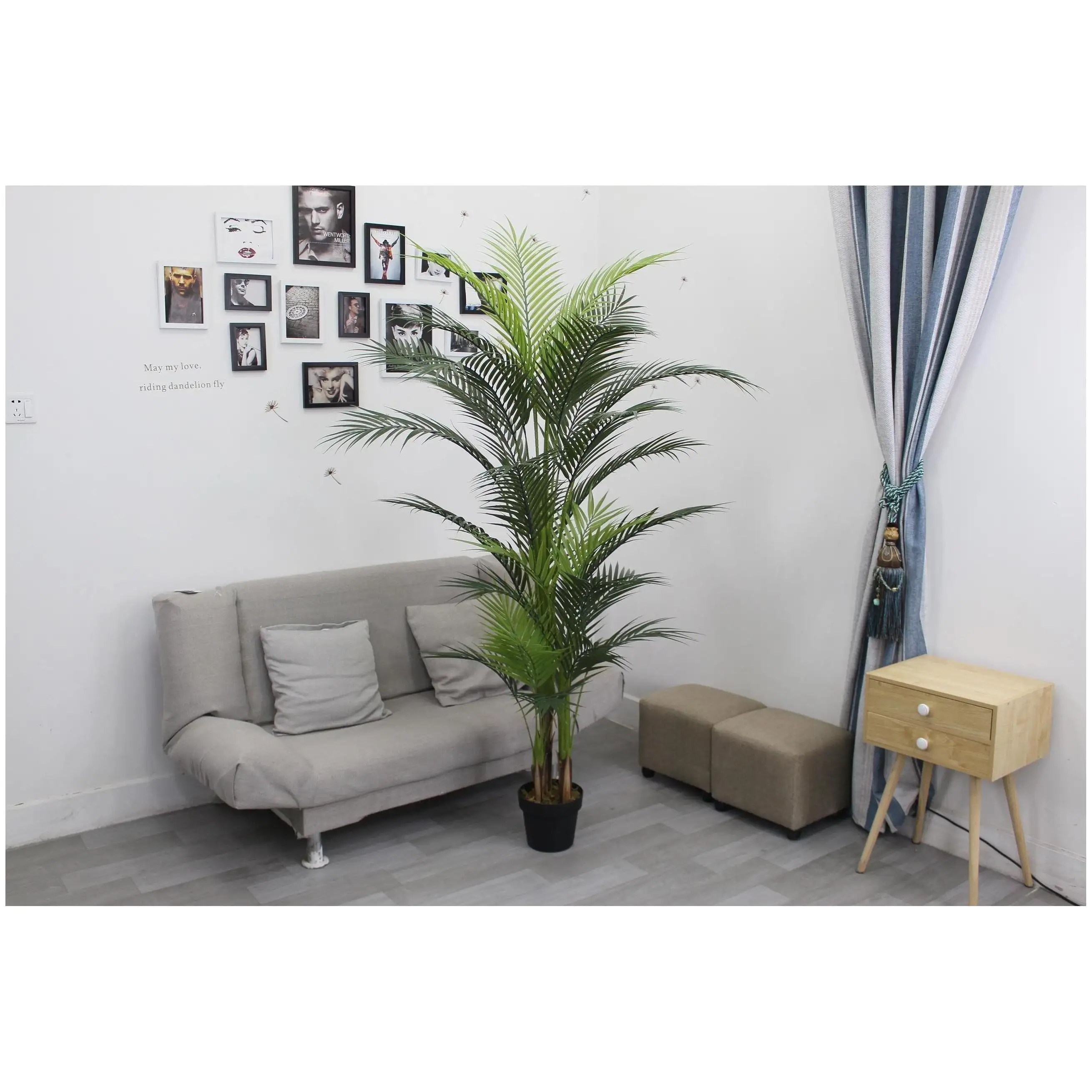 Piante di fiori finti albero plantas artificiais Banyan cocco palma verde muro nuovo Hotel di moda grandi fiori artificiali e piante