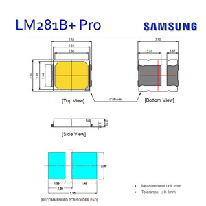 Orta güç Samsung 2835 sıcak beyaz aydınlatma için LED SPMWH1228 Ra80 Rk Rg Lm281b diyotlar SMD LED çip LM281B + Pro VK rütbe - Product Image 4