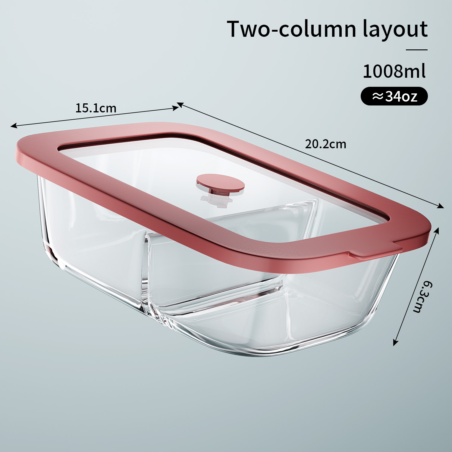 Compartmentalized Square Lunch Box1008ml