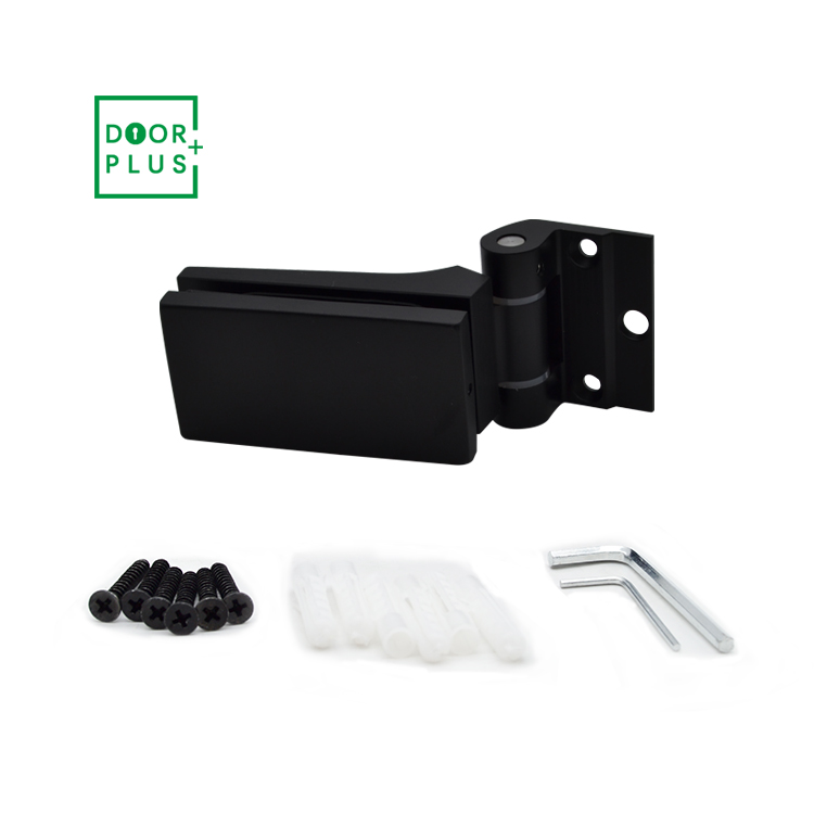 Doorplus European Matte Black Aluminum Hinges Office Frameless Swing Glass Door Pivot Hinge Wall To Glass Door Hinges