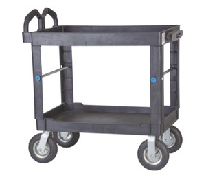 Utility <strong>Cart</strong> W/2 Shelves &amp; 9&quot;pneumatic Rubber Casters, Tray Top ,500 Lb. Load Capacity, 38&quot;L <strong>X</strong> <strong>24</strong>&quot;W <strong>X</strong> 42&quot;H , Gray/Black - Product Image 1