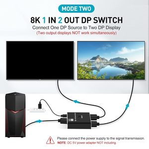 双方向DPスイッチセレクターボックス2x1または1x2 8K30Hz双方向DP 1.4スイッチャー4K120Hz手動DisplayPortスプリッター - Product Image 6