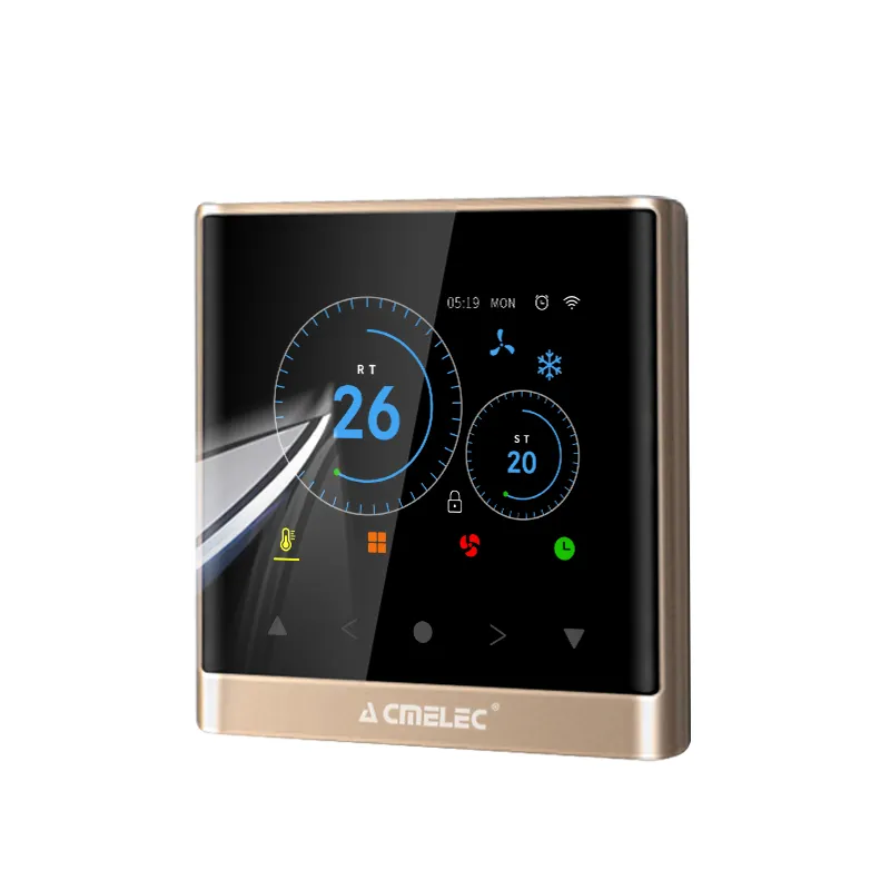 Ajustable de oro termostato Digital Fcu aire acondicionado inteligente termostato para Google/Alexa WIFI habitación controlador de temperatura