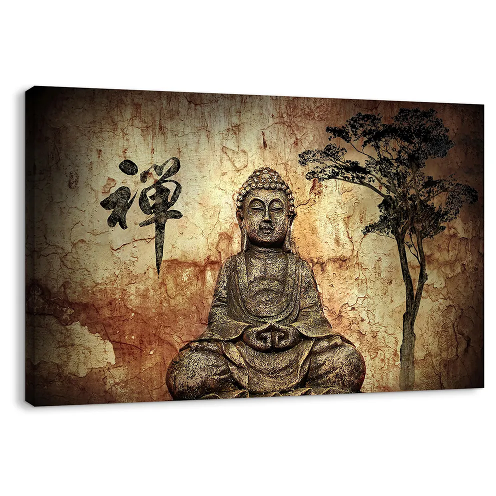 Grande tamanho Buda pintura emoldurado parede artes em Canvas Custom Prints para Sala Decor