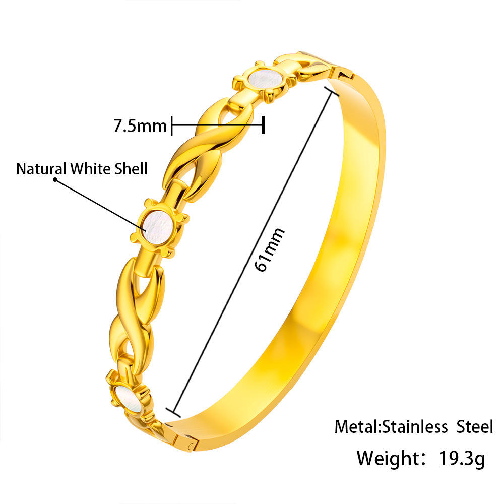 Section de chaîne torsadée Hmsz147, coquillage blanc et or.