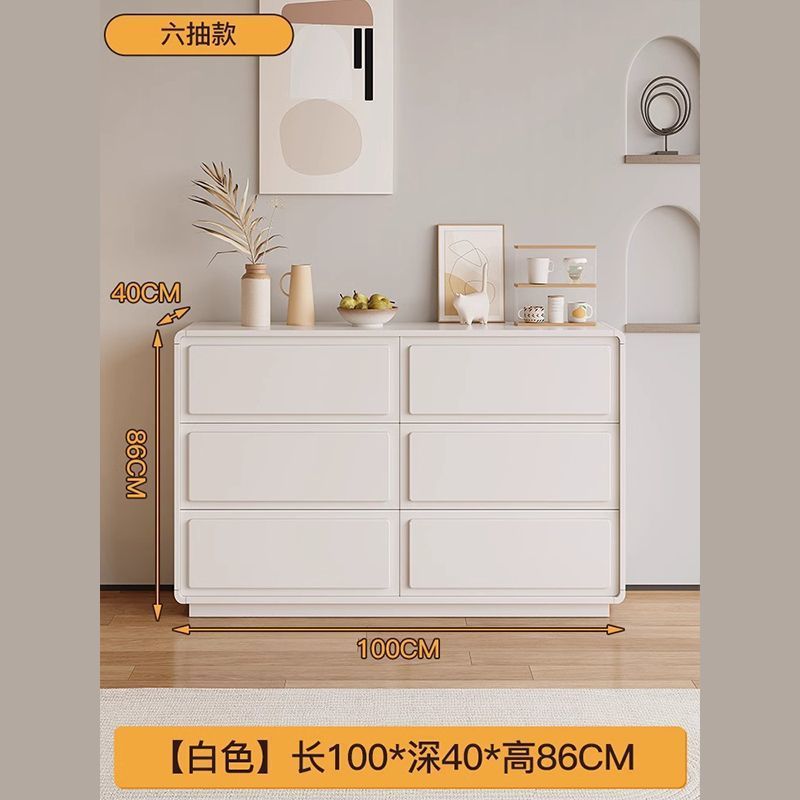 สไตล์ลิ้นชักหกชั้นมุมโค้ง ขนาด 100 ซม. สีขาว