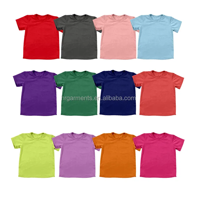 Camisetas suaves de talla grande para niños y niñas, Unisex, multicolor, liso, algodón, orgánico, venta al por mayor