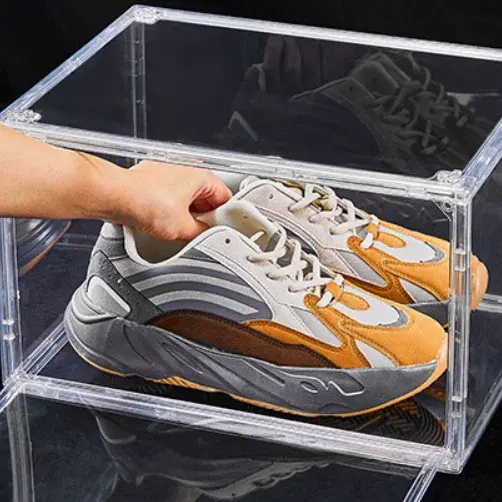 Biểu Tượng Tùy Chỉnh Stackable Hộp Giày Trong Suốt Rõ Ràng Sneaker Cho Giày Hiển Thị Nhựa Thùng Sneaker Lưu Trữ Giày Tổ Chức Hộp