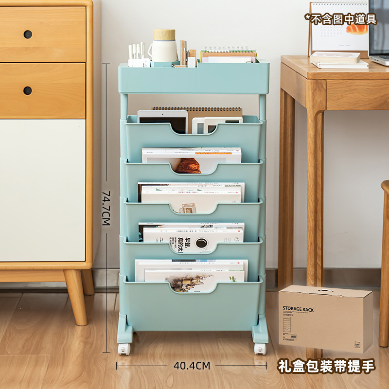 Blue - No drawer, with wheels