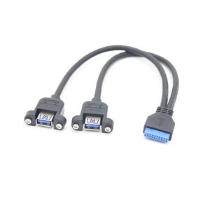 19-PIN DUAL USB 3.0สายเคเบิลต่อขยายตัวเมียแจ็กเก็ตพีวีซีถักเปียแผงเคสเมนบอร์ดคอมพิวเตอร์ติดสกรูเคสภายใน20-Pin - Product Image 5