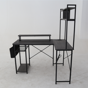 Convertible Home Furniture <strong>Folding</strong> Metal Office Desk <strong>with</strong> PC Design Wood <strong>Computer</strong> <strong>Table</strong> Featuring Socket <strong>Shelves</strong> - Product Image 1