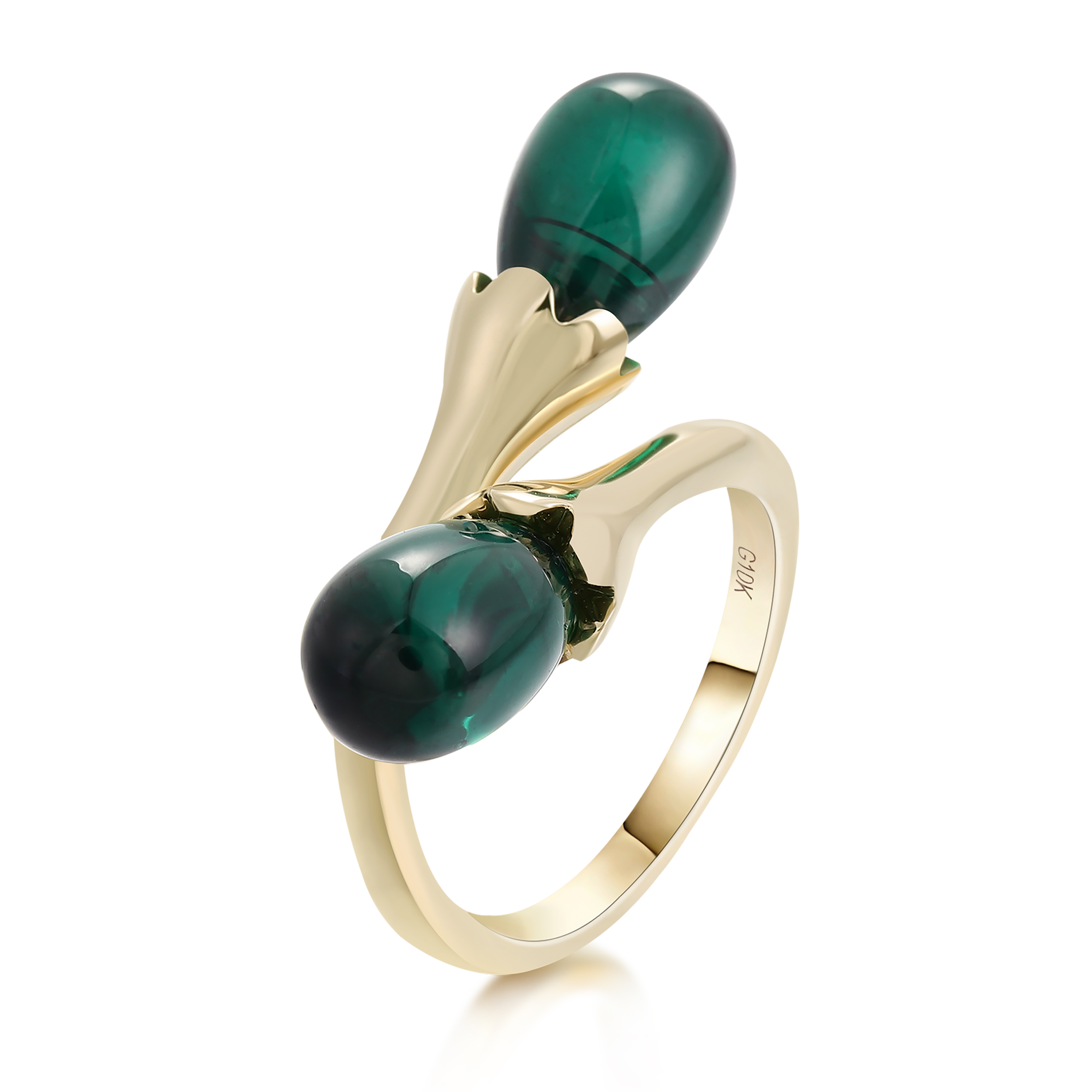 Bague en or 10 carats avec pierres précieuses de laboratoire