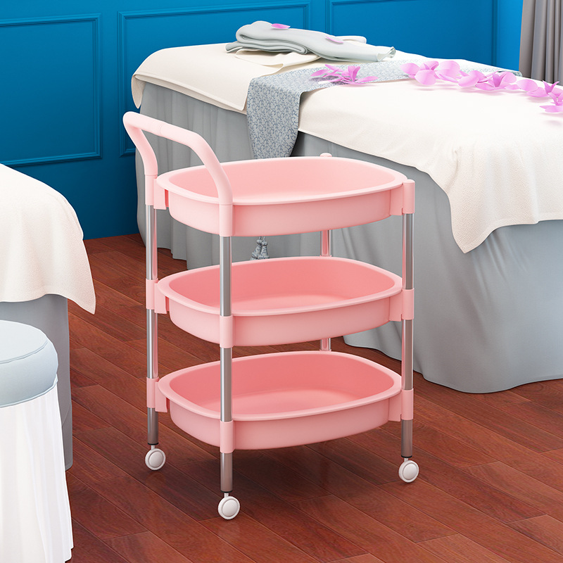 Pink stroller with deep bowl and stainless steel posts