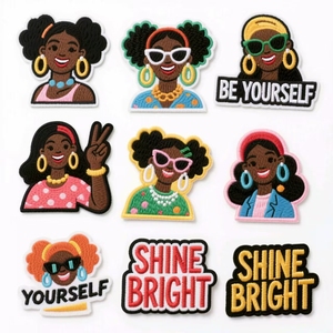 2025 Mới Hot phim hoạt hình thêu các bản vá lỗi tùy chỉnh màu đen Cô Gái sắt trên vá quần áo trang trí cô gái y tá thêu các bản vá lỗi - Product Image 3