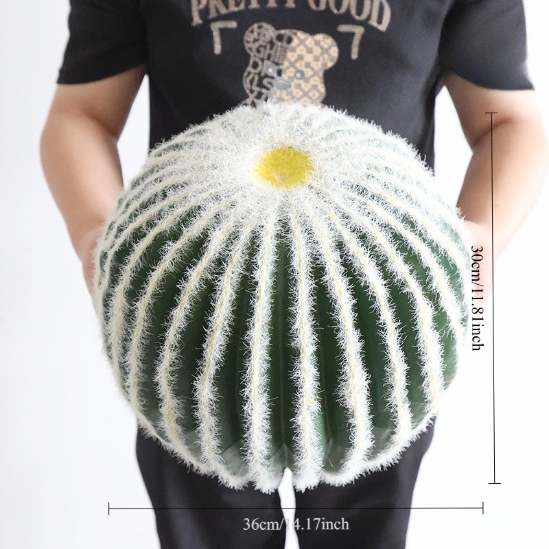 white striped velvet cactus 36cm