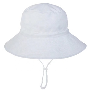 Gorro de algodón liso con logotipo personalizado para niños, gorra de cubo con cordón, a prueba de Sol, para playa y verano, venta al por mayor - Product Image 5
