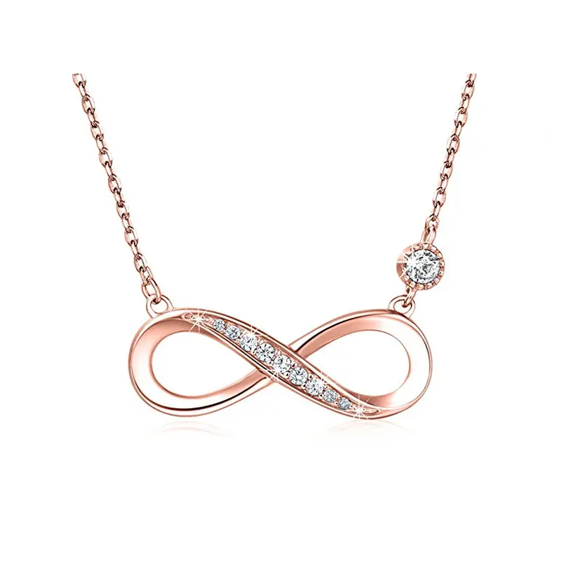 Collar infinito con símbolo de circonita redonda, joyería con personalidad de plata de ley S925