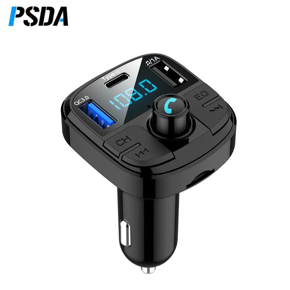 PSDA Fm verici otomatik kablosuz 5.0 araç kiti MP3 hızlı şarj QC3.0 modülatör araba şarjı çift USB istikrarlı araba