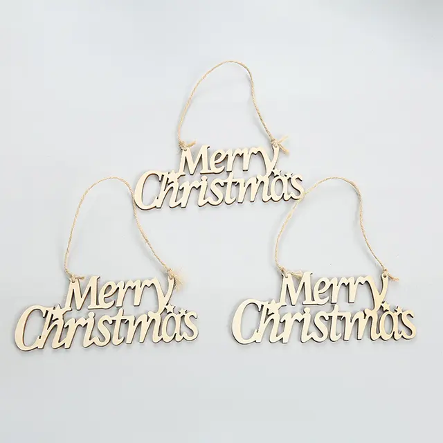 Letrero de madera con letras de Feliz Navidad, decoración colgante de Navidad