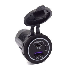 开/关开关汽车充电器USB C PD & QC3.0电源插座65W USB汽车充电器蓝牙点烟器通用DC 12V 24V - Product Image 4