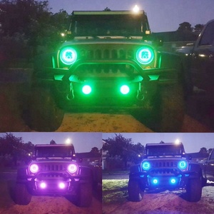DOT Black 7 Inch Round <strong>LED</strong> Headlight and Fog Light <strong>Kit</strong> With RGB Halo Rings by APP Control H4 to <strong>H13</strong> Plug for Jeep Wrangler - Product Image 5