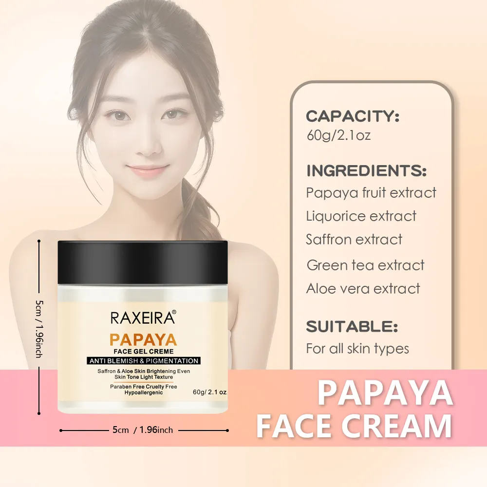 Crema facial para el tratamiento del acné de etiqueta privada, extracto de papaya de azafrán de Aloe Vera, crema facial blanqueadora hidratante para la piel para hombres