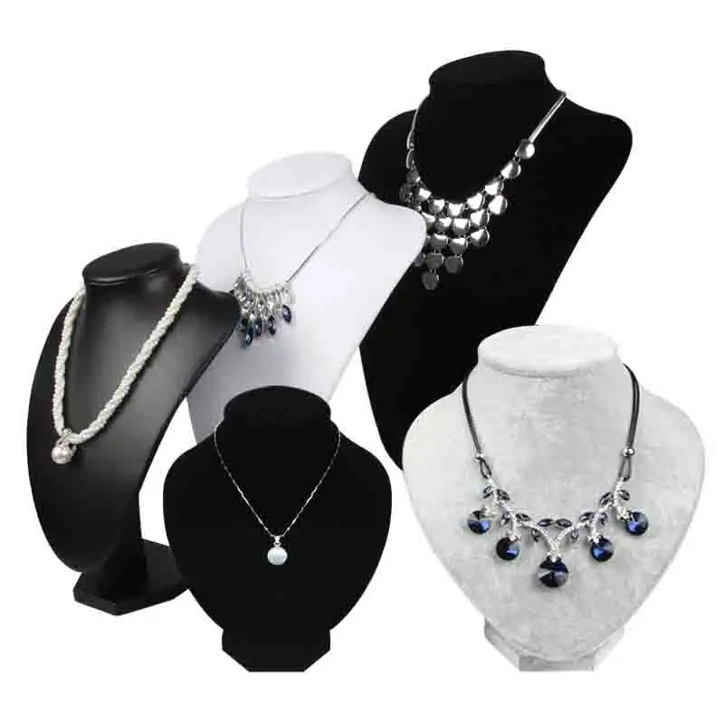 QJC285 espositore per vetrina in pelle Pu per ragazze Boutique finestra collana busto forma collo Set di gioielli da donna espositore