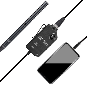 Adaptador/Interfaz de preamplificador de audio Comica LinkFlex AD2 XLR/6,35mm para cámara y teléfono inteligente compatible con alimentación fantasma de 48V - Product Image 1