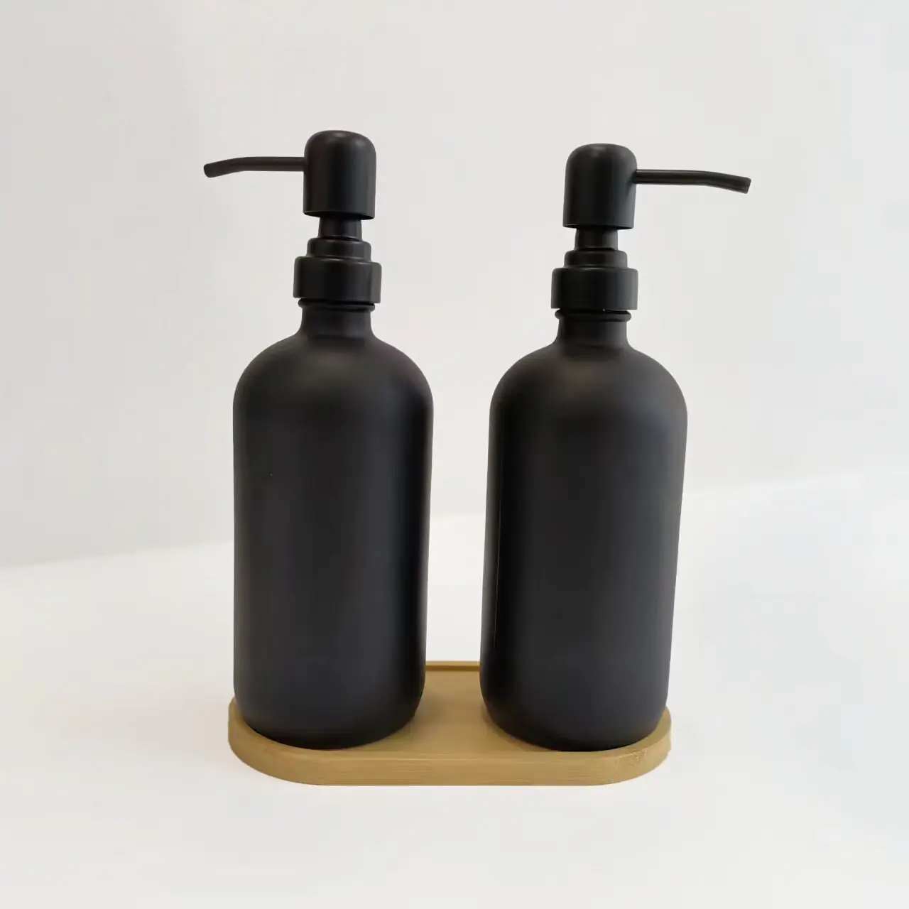 Distributeurs de bouteilles de savon en verre épais pour évier de cuisine de salle de bain avec pompes en acier inoxydable, pots de lotion liquide 16 onces