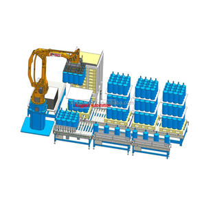 <strong>Automatic</strong> Oil or Water Barrels <strong>Robot</strong> <strong>Palletizing</strong> <strong>System</strong> With Base Plate/ Fence /pallet Dispenser/ Board Placing Device/ Conveyor - Product Image 6