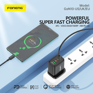 FONENG多機能PD65wGANKR保護接地プラグKCKCC認定携帯電話ラップトップ2 Usb CAポート高速壁充電器 - Product Image 2