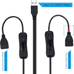 Cable macho a hembra de extensión USB 2,0 de 3,3 pies con interruptor de encendido/apagado chaqueta de PVC y blindaje trenzado para impresora