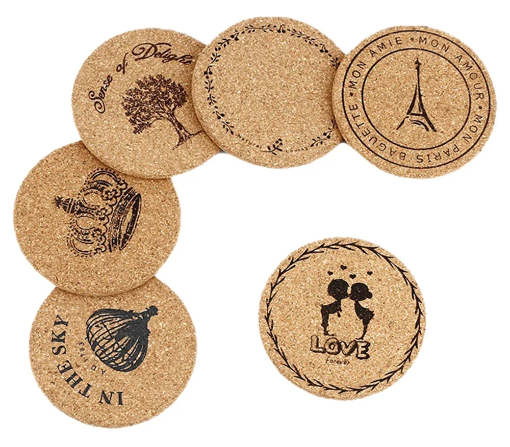 Ensemble de sous-verres en liège naturel avec logo personnalisé pour promotion