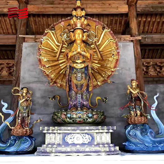 Gran estatua de Buda templo personalizado estatua de Buda metal personalizado proceso de bronceado de Buda