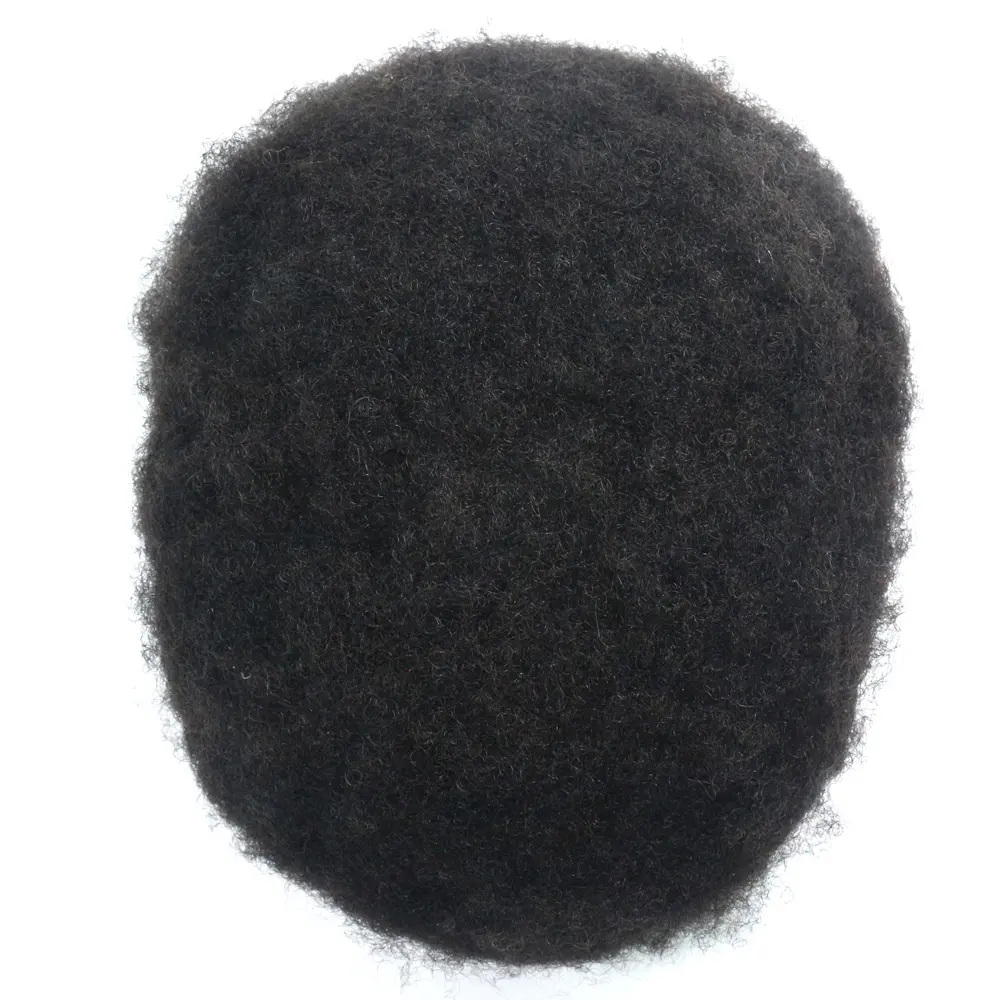 8mm 10mm 12mm 15mm 작은 컬 아프리카 Toupee 블랙 남성 폴리 스킨 자료 100% 인간의 머리카락